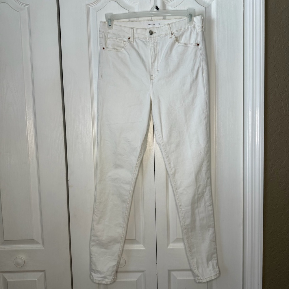 Topshop Women's Cream Skinny Jeans Tall W34, L36